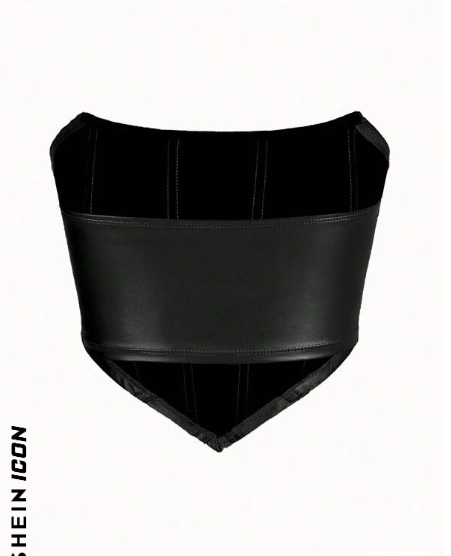 SHEIN ICON Top tubo de cuero de PU con dobladillo hanky