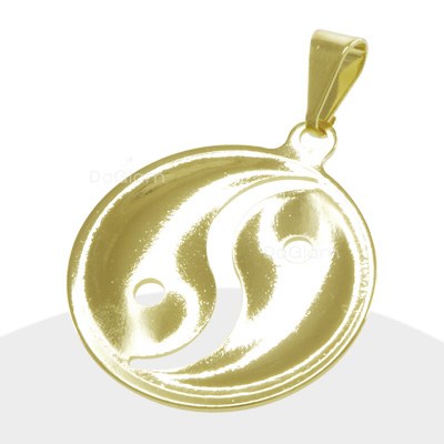 Pendiente Yin Y Yang Baño De Oro Amarillo 18k - RP0232