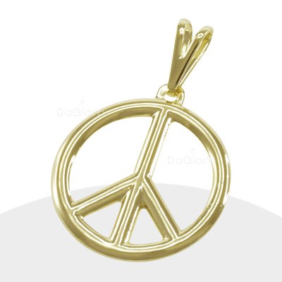 Pendiente Símbolo De La Paz Y Reconciliación Bañado En Oro Amarillo 18k - RP0231