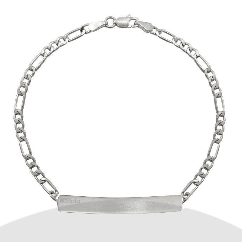 Pulsera Hombre Cadena Fígaro Con Piocha Largo: 20cm Plata 925 - PU0102