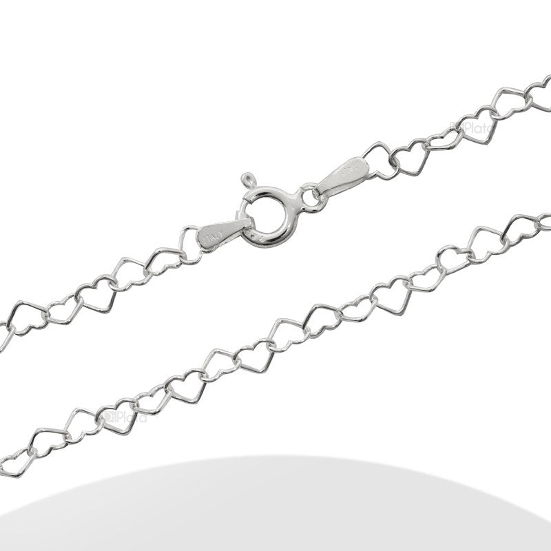 Cadena 1X1 Corazón Ø045 Largo 45cms Plata 925 - PC0302