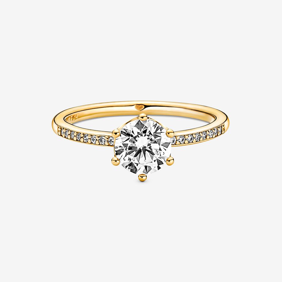 Anillo solitario con corona brillante transparente