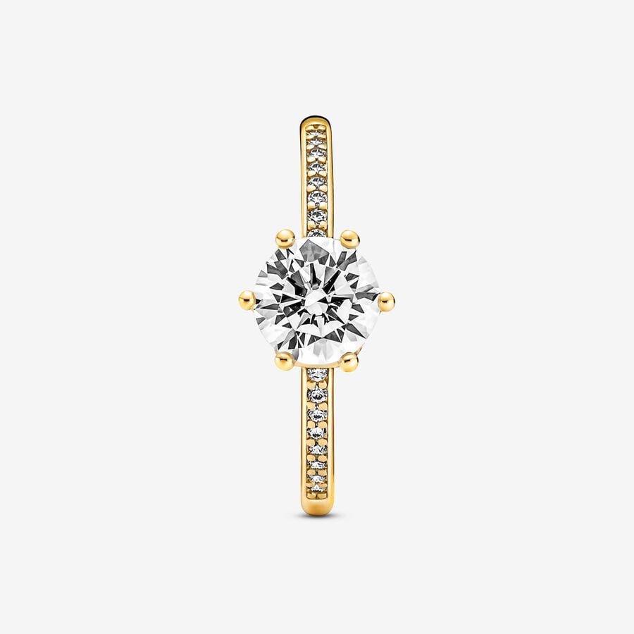 Anillo solitario con corona brillante transparente