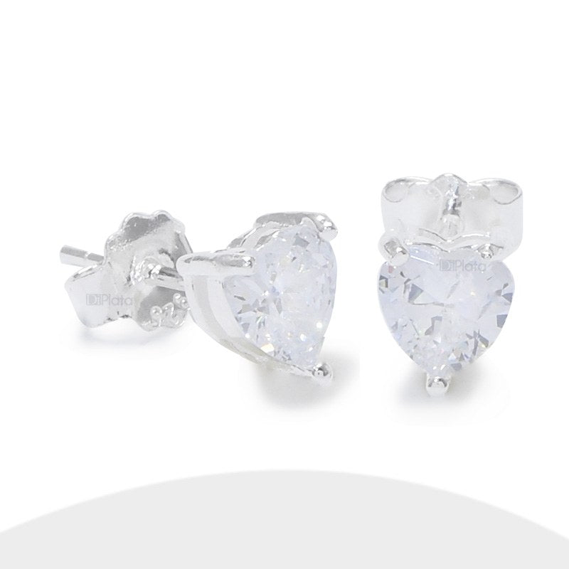 Aro Pegado Diseño Corazon De Cristal De Plata 925 - PR0366