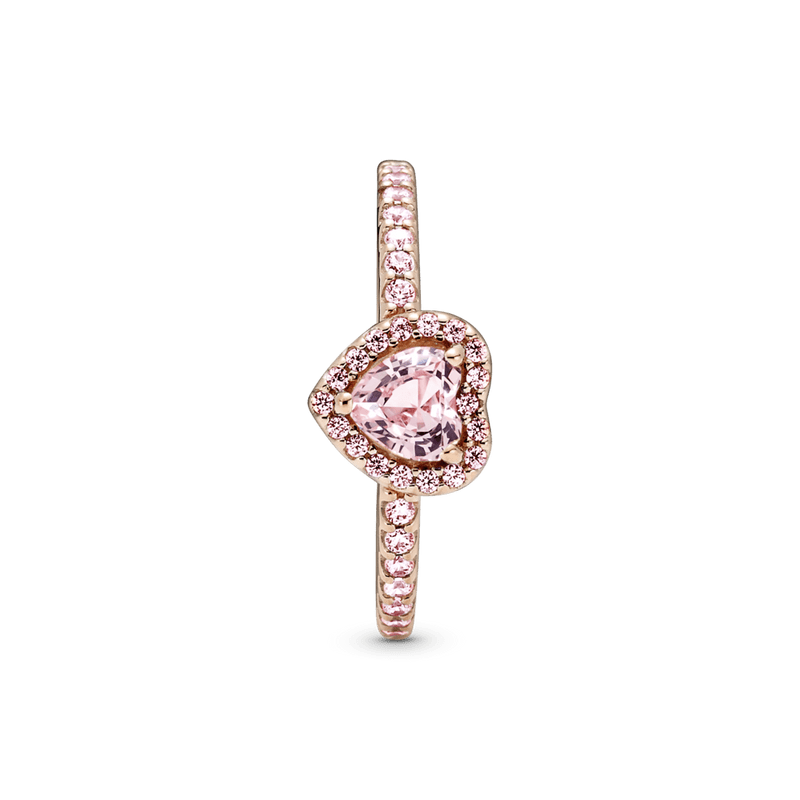 Anillo Con Un Recubrimiento En Oro Rosa De 14k Corazón Brillante Rosa Elevado - Anillo Plata ley 925