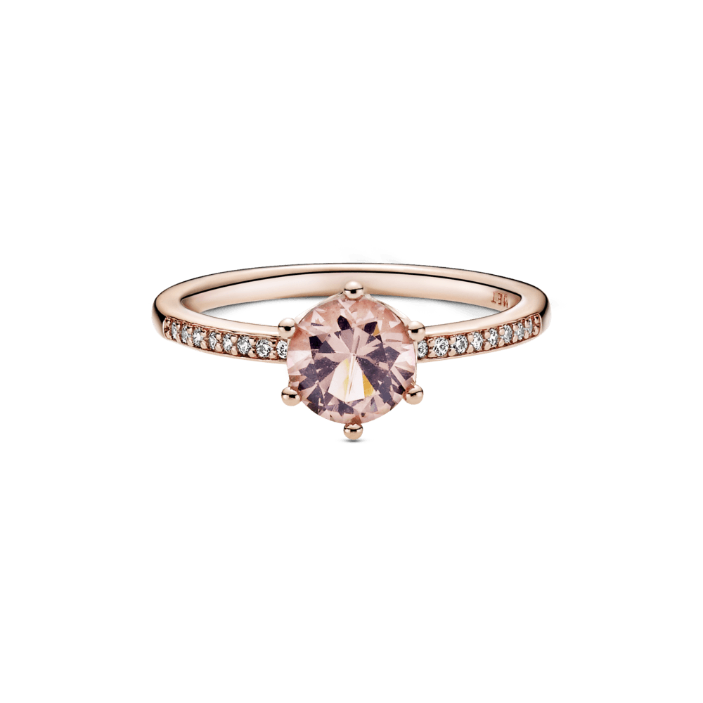 Anillo Solitario Corona Brillante Rosa Recubrimiento en Oro Rosa de 14k