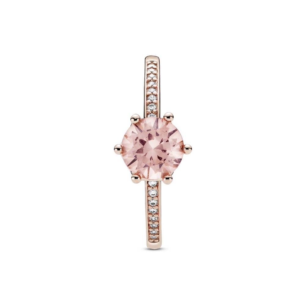 Anillo Solitario Corona Brillante Rosa Recubrimiento en Oro Rosa de 14k