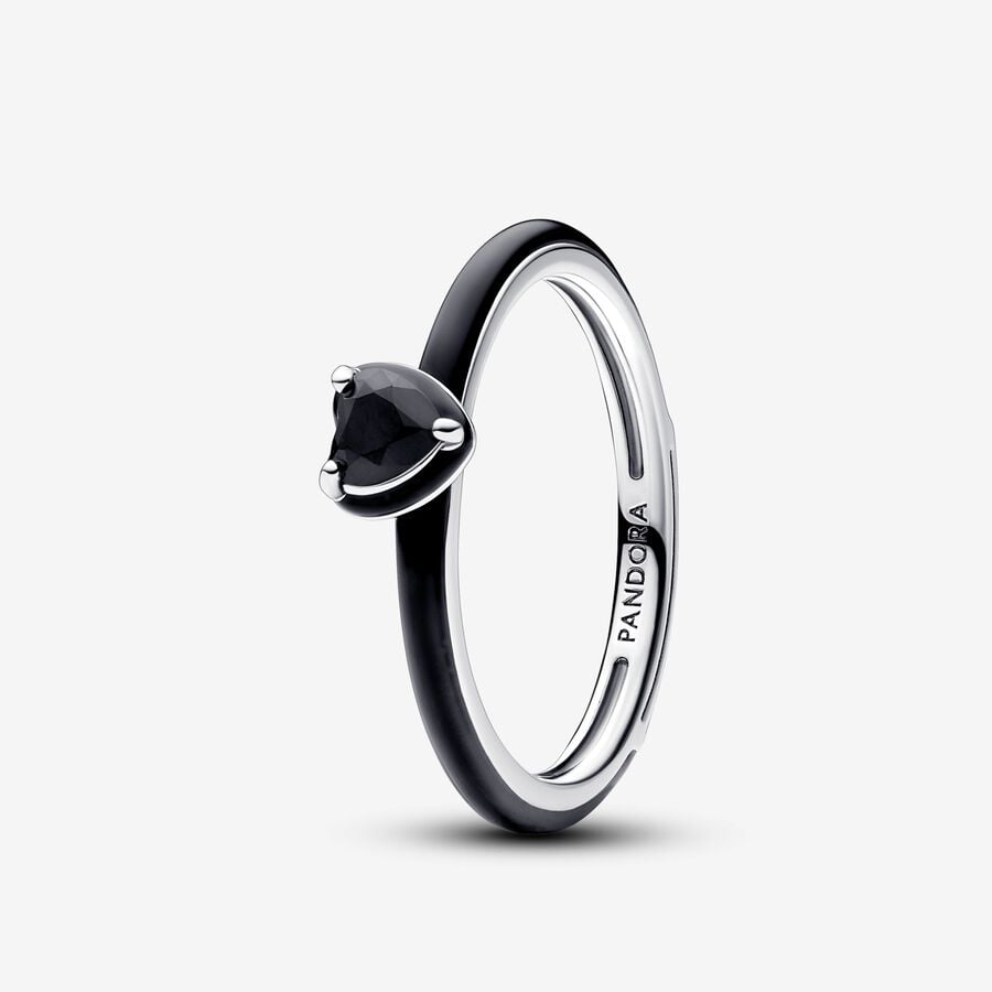 Anillo de corazón con chacras negro