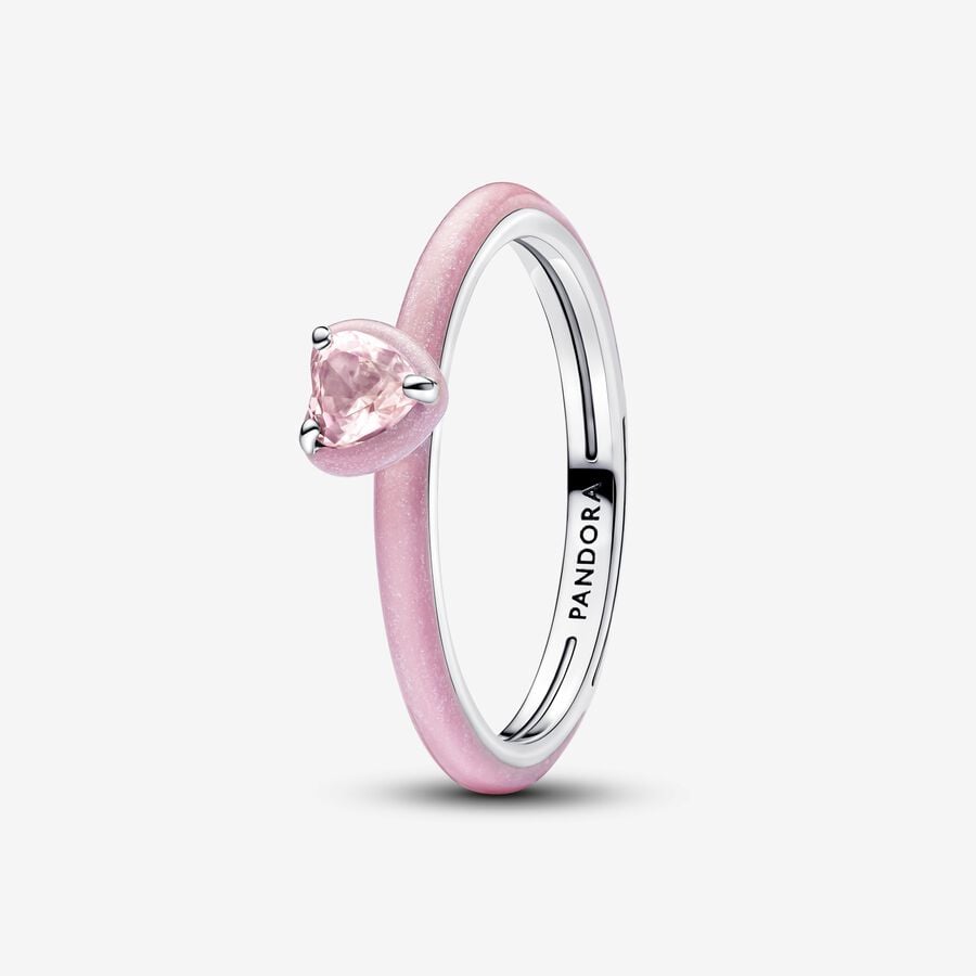 Anillo de corazón con chacras rosa