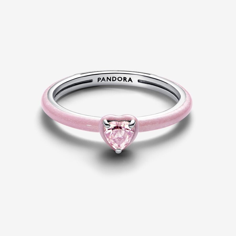 Anillo de corazón con chacras rosa