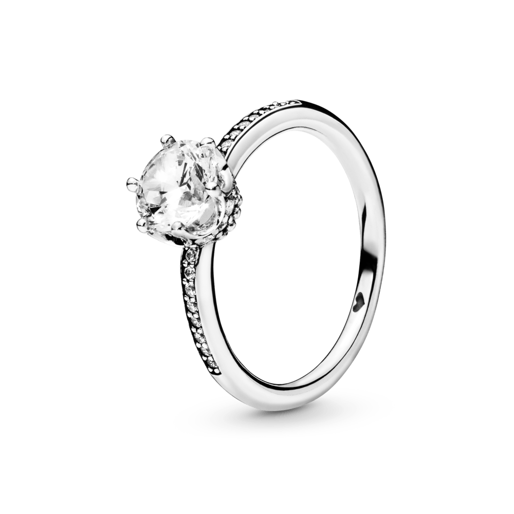 Anillo Corona deslumbrante transparente zirconia cúbica