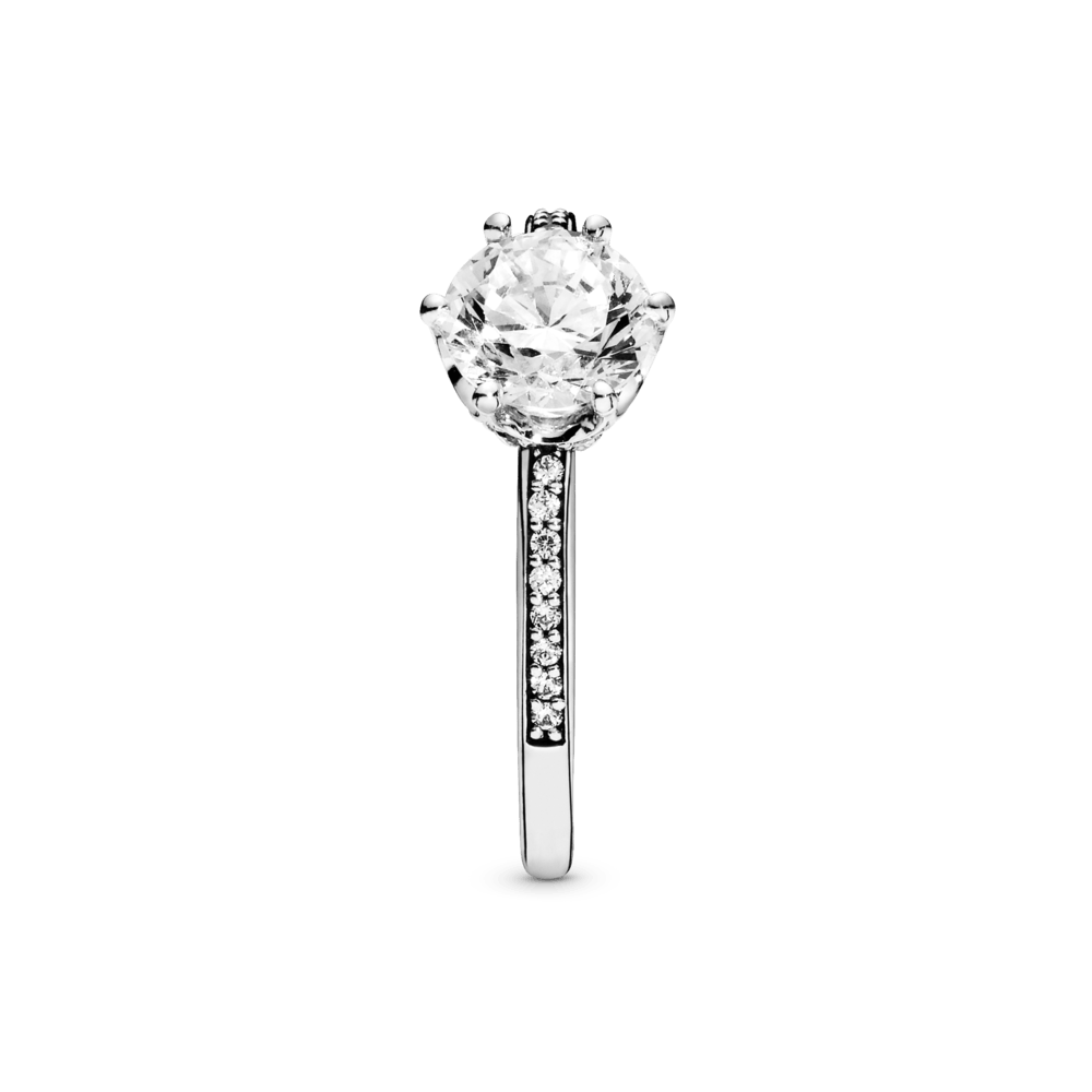 Anillo Corona deslumbrante transparente zirconia cúbica
