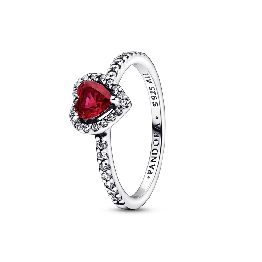 Anillo Corazón elevado rojo - Plata ley 925
