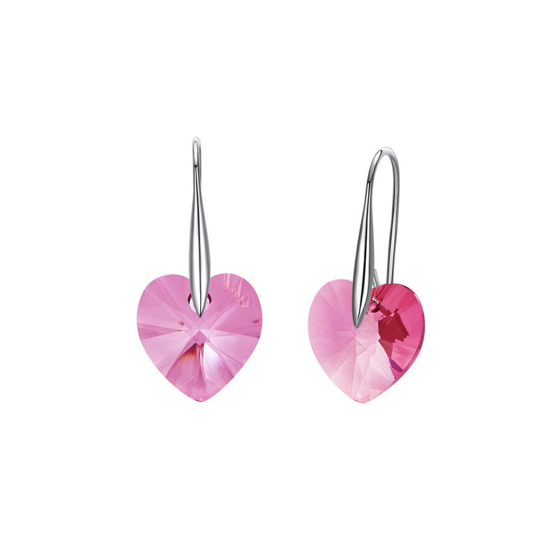 Aros Corazón Color Pink Creados Con Cristales Swarovski® - KR0504