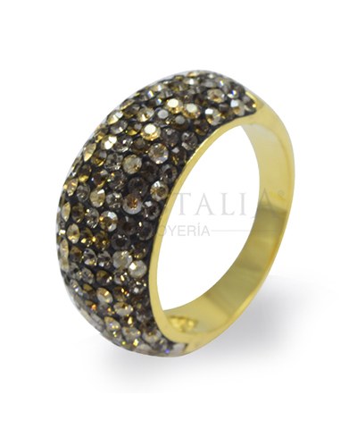 Anillo Creado Con Cristales De Swarovski ® Color Crystal Golden Shadow/Greige/Smoky - KA0262