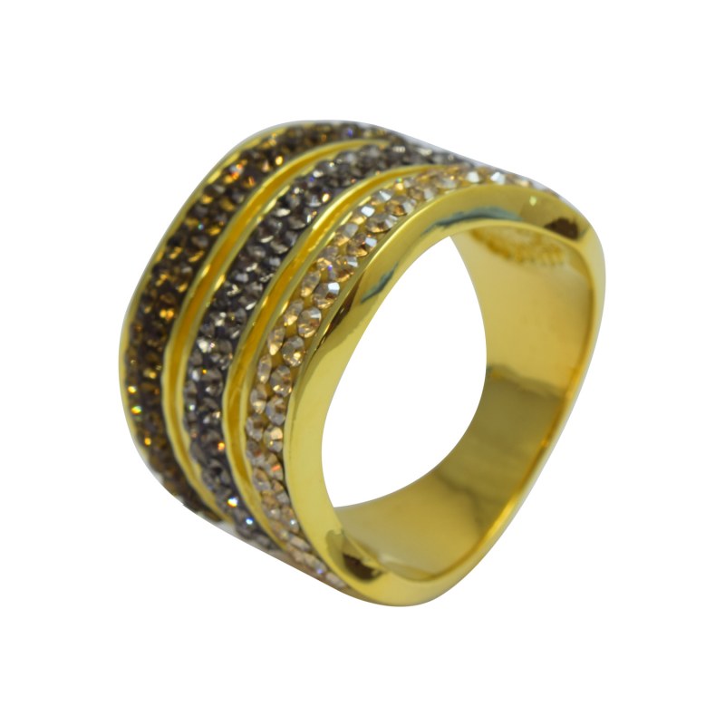 Anillo Creado Con Cristales De Swarovski ® Color Crystal Golden Shadow/Greige/Smoky - KA0263