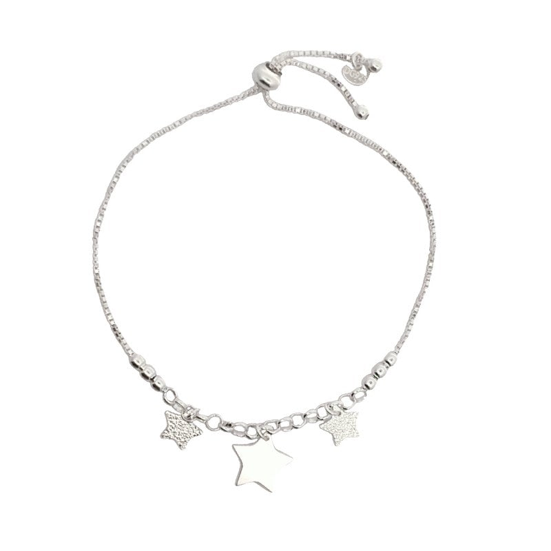 Pulsera ajustable tres estrellas colgantes Plata 925 - PU0196