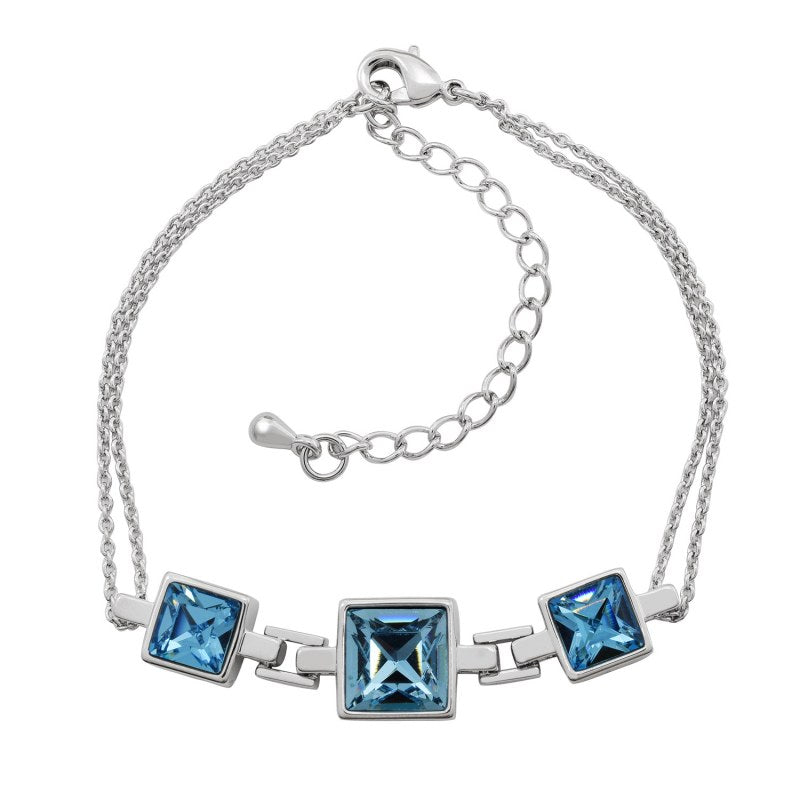 Pulsera Cuadrados Color Aquamarine Con Cristales De Swarovski ® - KU0191