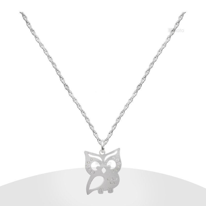 Collar Búho Corte Láser Plata 925 - PO0376