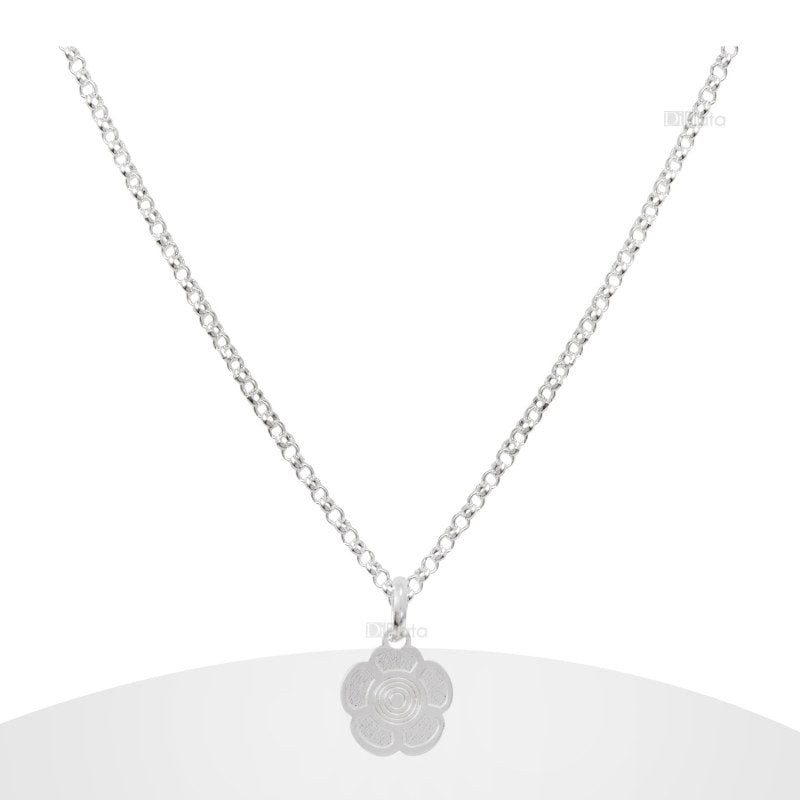 Collar Con Diseño Flor 35 Cm Plata 925 - PO0386