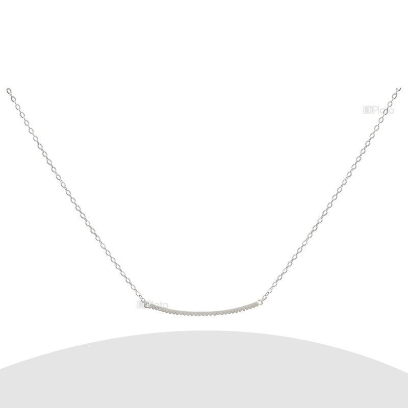 Collar barra con micro circones 40 cms mas extensión plata 925 - PO0427