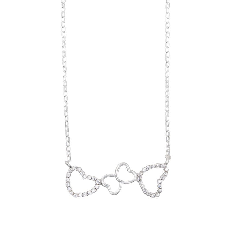 Collar Cuatro Corazones Unidos 45 Cms Mas Extensión Plata 925 - PO0513