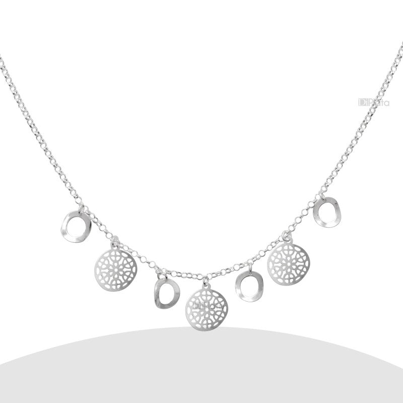 Collar Círculos 45 Cm Mas Extensor Plata 925 - PO0528