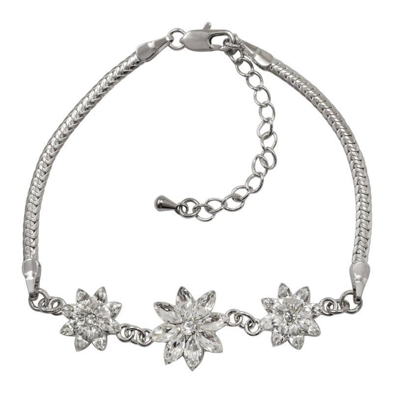 Pulsera Tres Flores Creada Con Cristales De Swarovski ® - KU0211