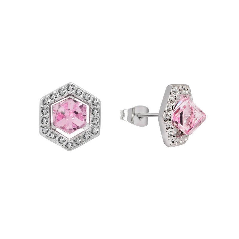 Aro Hexagonal Con Cristal De Swarovski® Light Rose - KR0960