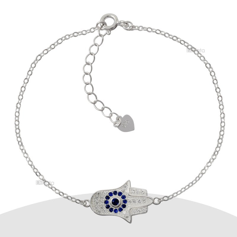 Pulsera mano de Fátima ojo turco Plata 925 - PU0772