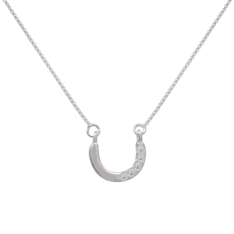 Collar Herradura Con Micro Circones 45 Cms Mas Extensión Plata 925 - PO0565