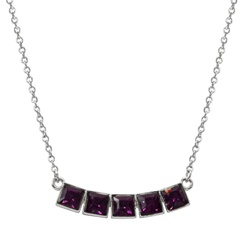 Collar Cuadrados Color Purple Velvet Creado Con Cristales De Swarovski ® - KO0180