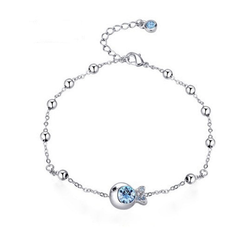 Pulsera Cadena Color Aquamarine Con Cristales Swarovski - KU0250
