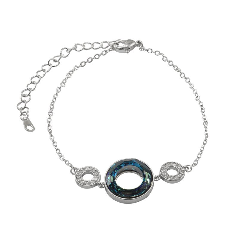 Pulsera Círculos Color Metallic Blue Con Cristales Swarovski - KU0253