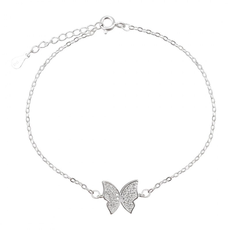 Pulsera mariposa con micro circones18cms mas extensión plata 925 - PU1003