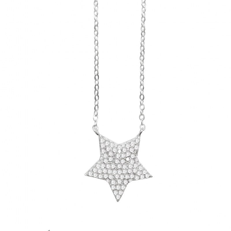 Collar Estrella Con Micro Circones 40cms Mas Extensión Plata 925 - PO0642