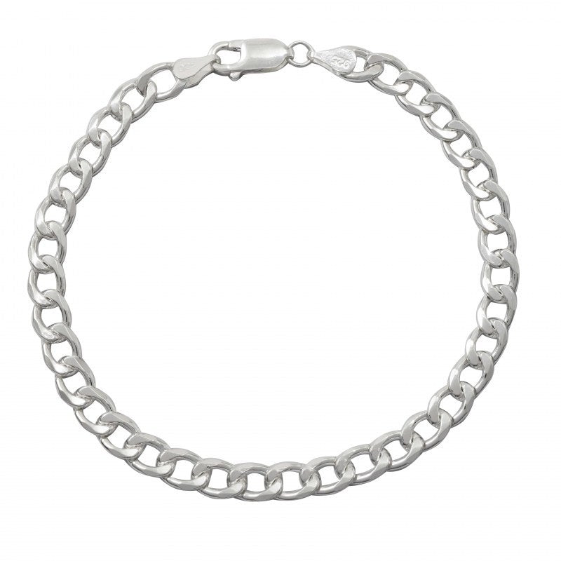 Pulsera Masculino Diseño Curb Largo 18cm Ø150mm Plata 925 - PU0581
