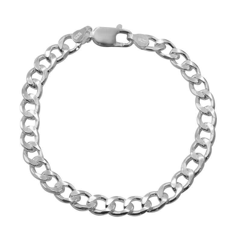 Pulsera Masculino Diseño Curb Largo 20cm Ø175 Plata 925 - PU0256