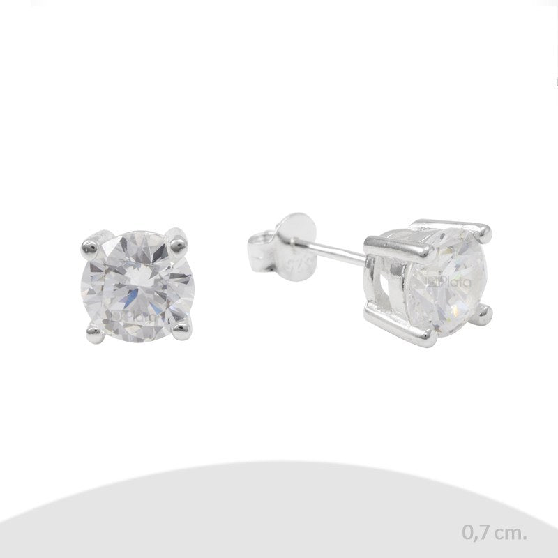 Aro Canasto Tubular Y Circón Redondo Punto De Luz 4x4mm Plata 925 - PR1090