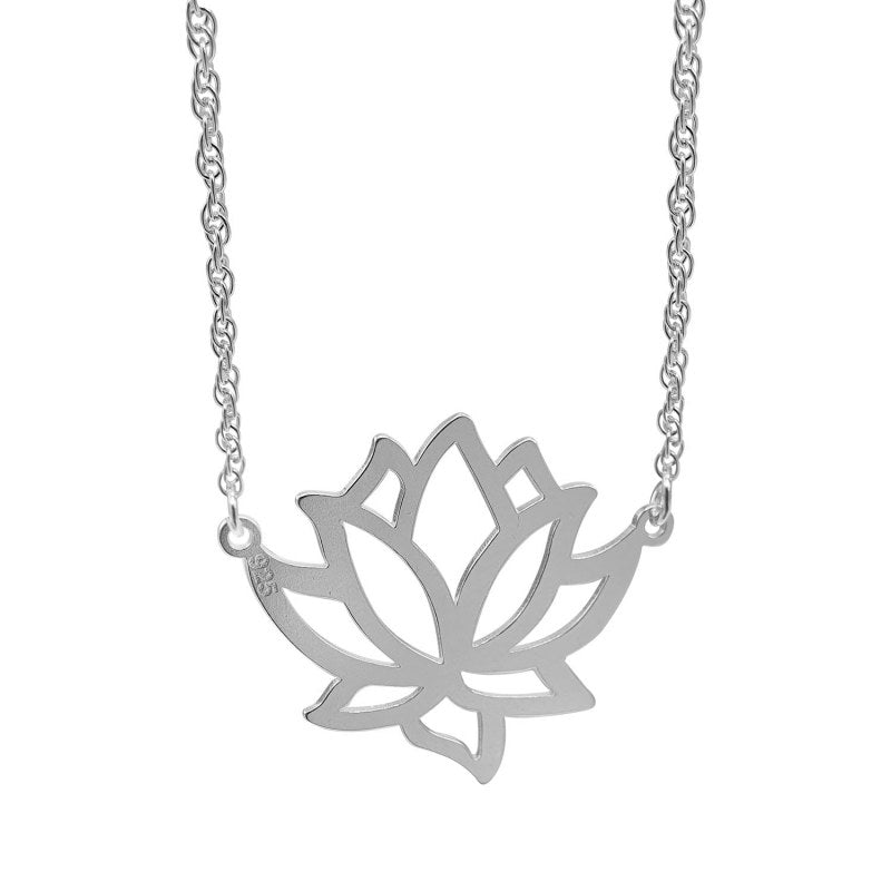 Collar Flor Del Loto 45cms Mas 5cms Extensión Plata 925 - PO0688