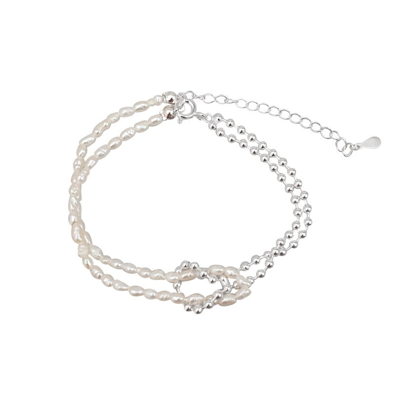 Pulsera Perlas Y Bolitas Swarovski Plata 925 - KU0292