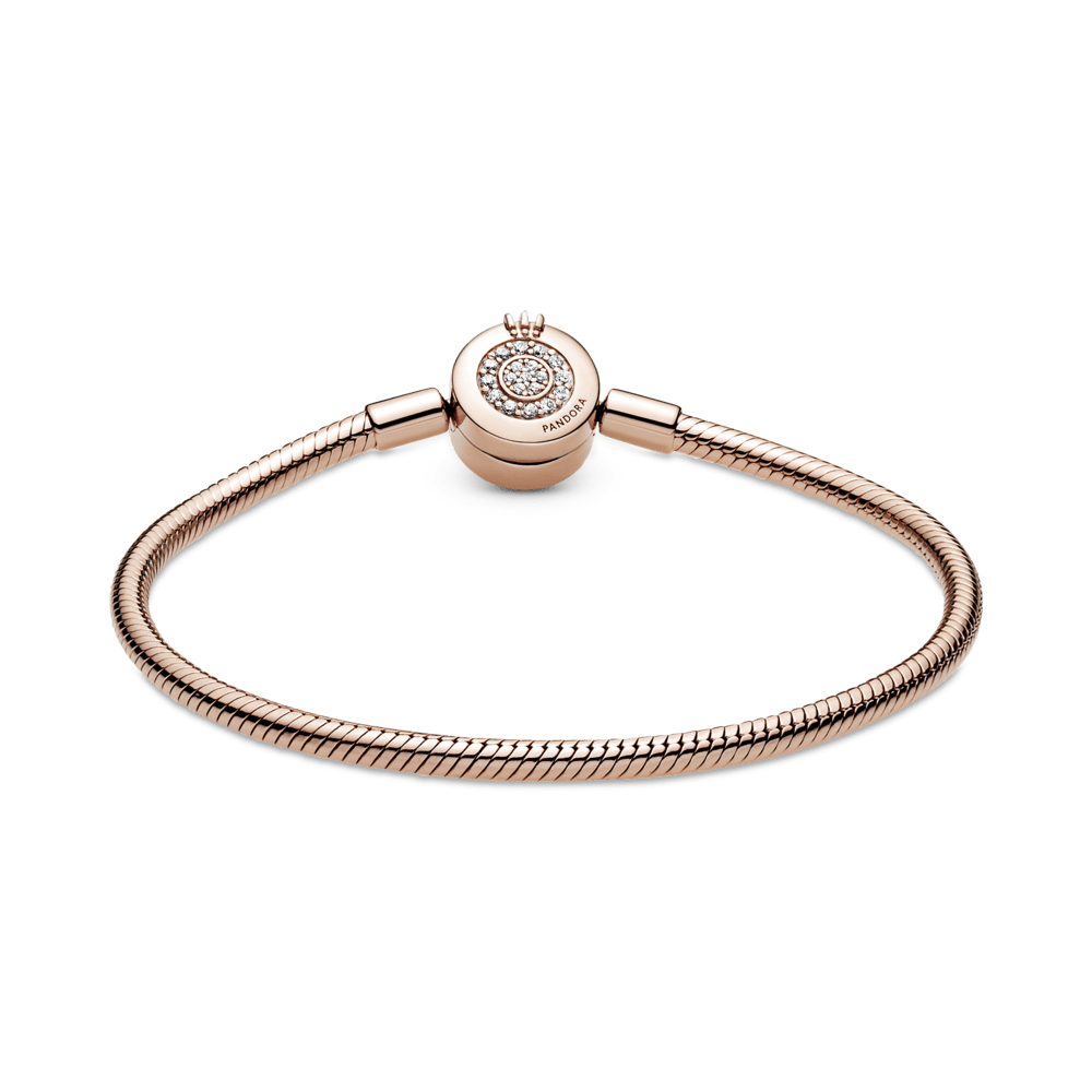 Brazalete Pandora Moments Cadena de Serpiente Corona O Resplandeciente en Recubrimiento en Oro Rosa de 14K