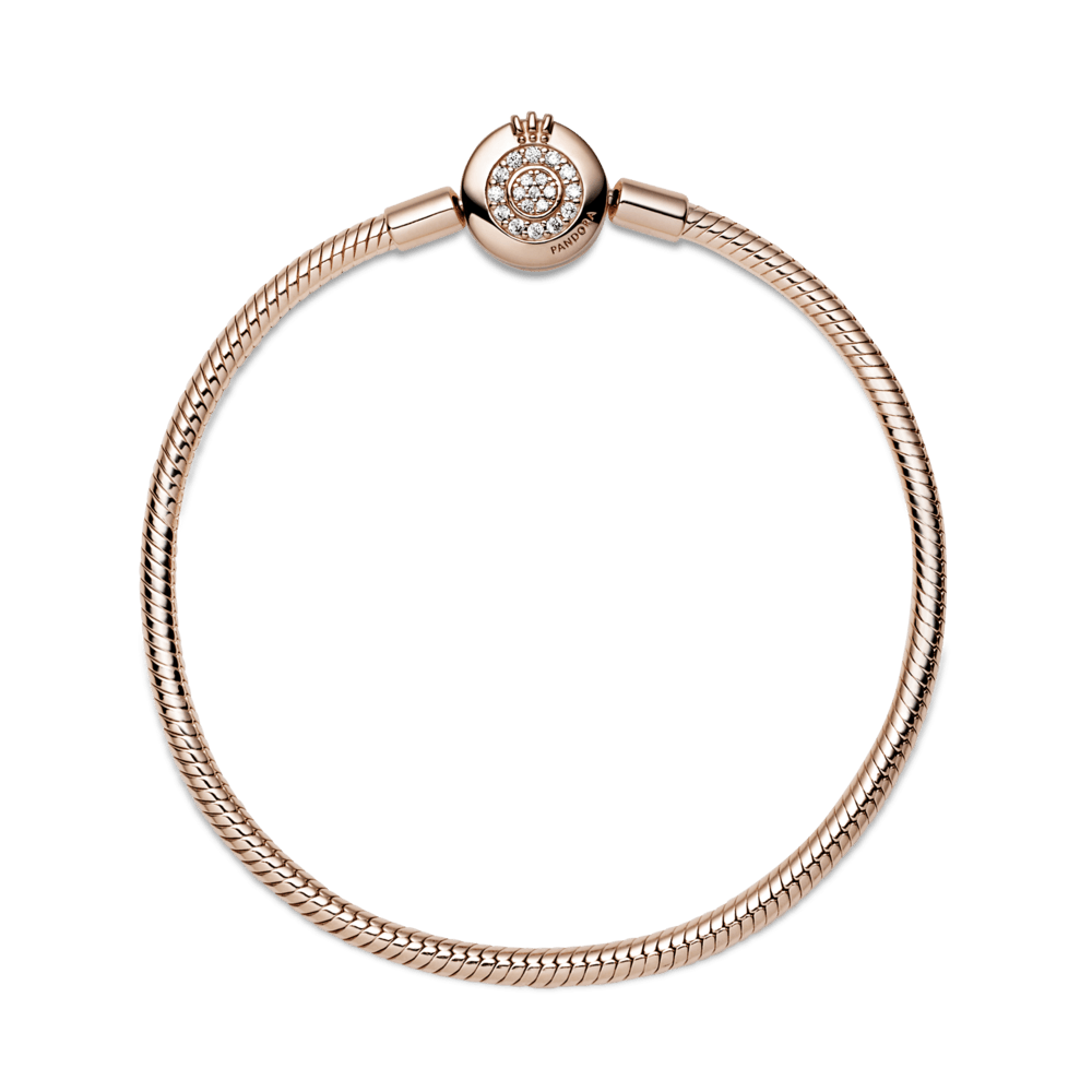 Brazalete Pandora Moments Cadena de Serpiente Corona O Resplandeciente en Recubrimiento en Oro Rosa de 14K