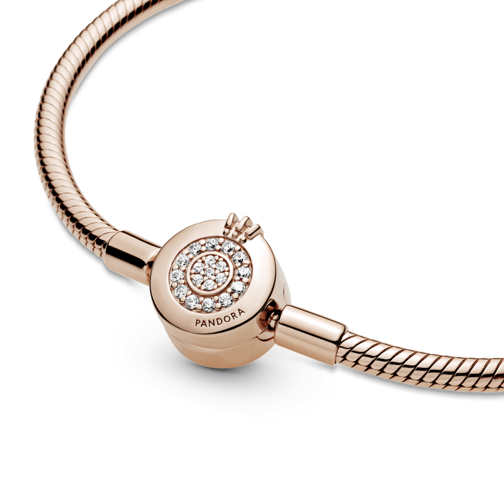 Brazalete Pandora Moments Cadena de Serpiente Corona O Resplandeciente en Recubrimiento en Oro Rosa de 14K