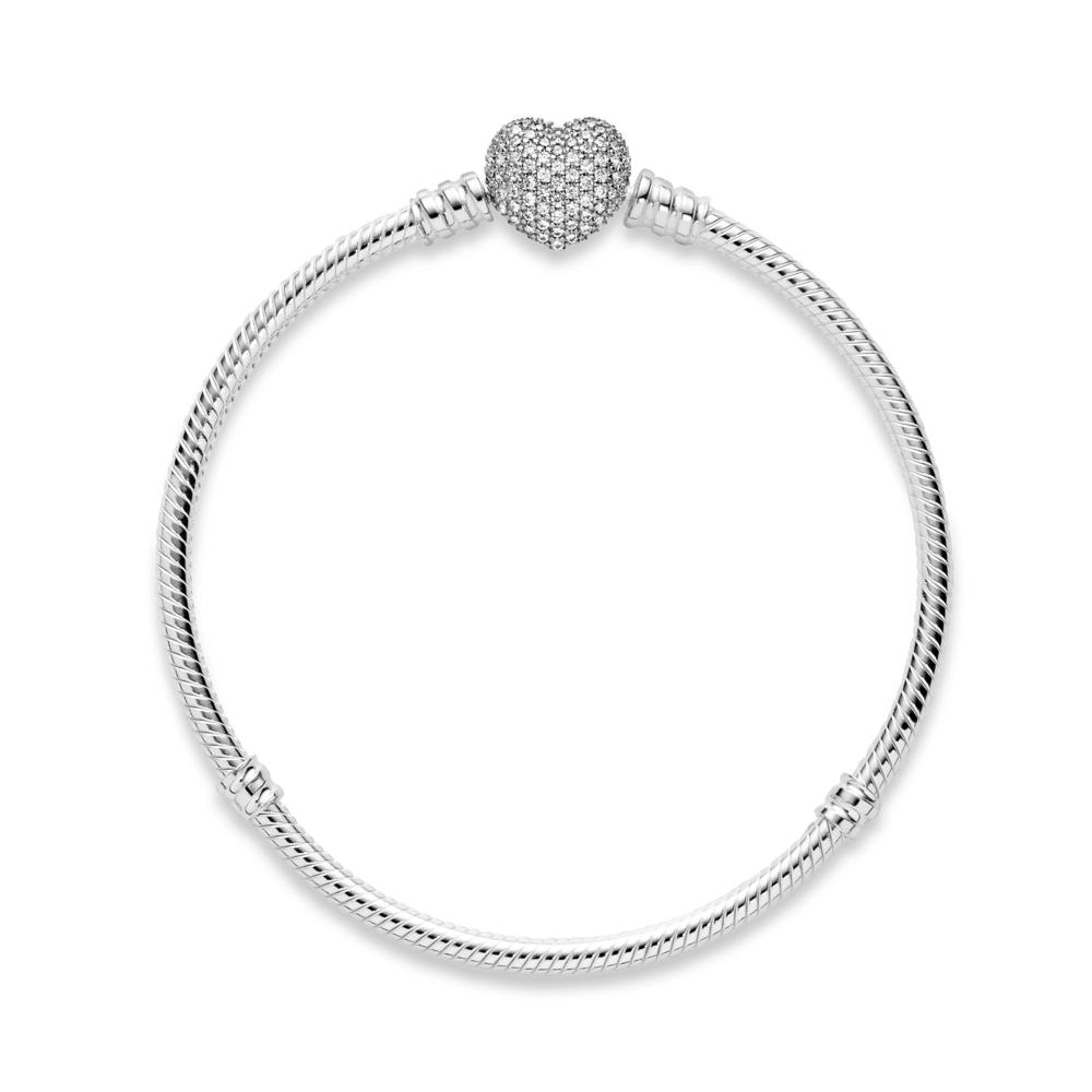 Brazalete Moments cadena de serpiente con broche de corazón centelleante
