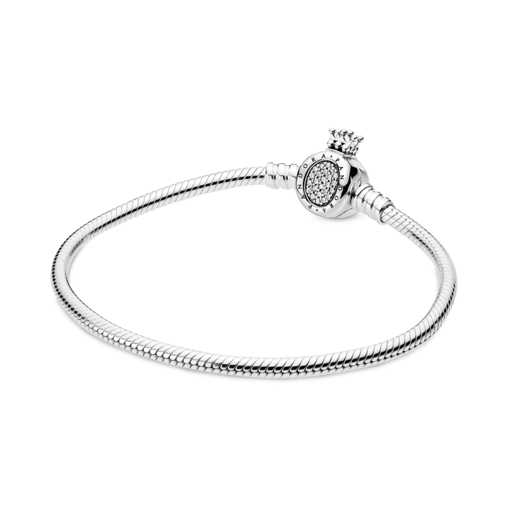 Brazalete Pandora Moments Corona O y Cadena de Serpiente