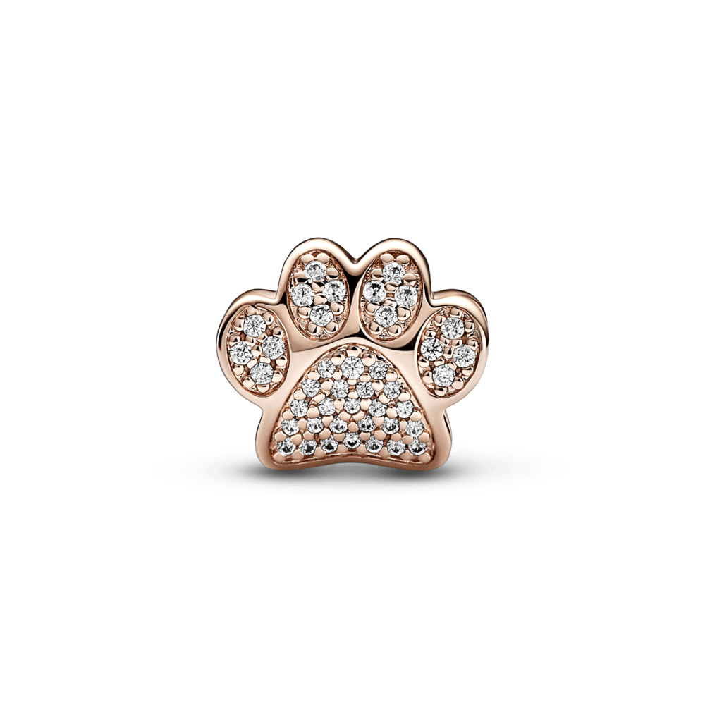 Charm Huella de patita reluciente Recubrimiento en Oro Rosa de 14k