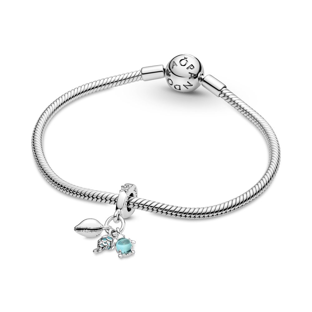Charm colgante triple pescado, tortuga de mar y concha