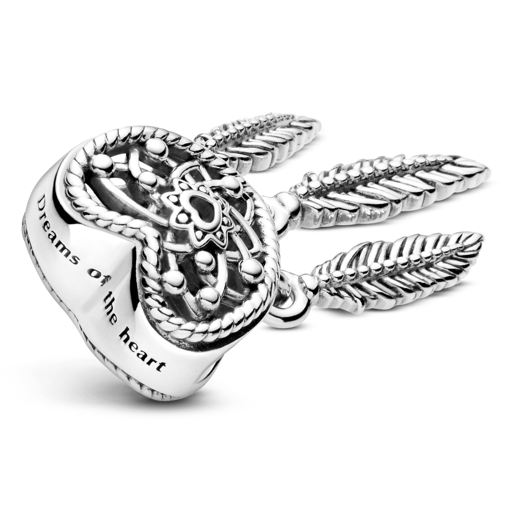 Charm Atrapasueños de corazones y tres plumas