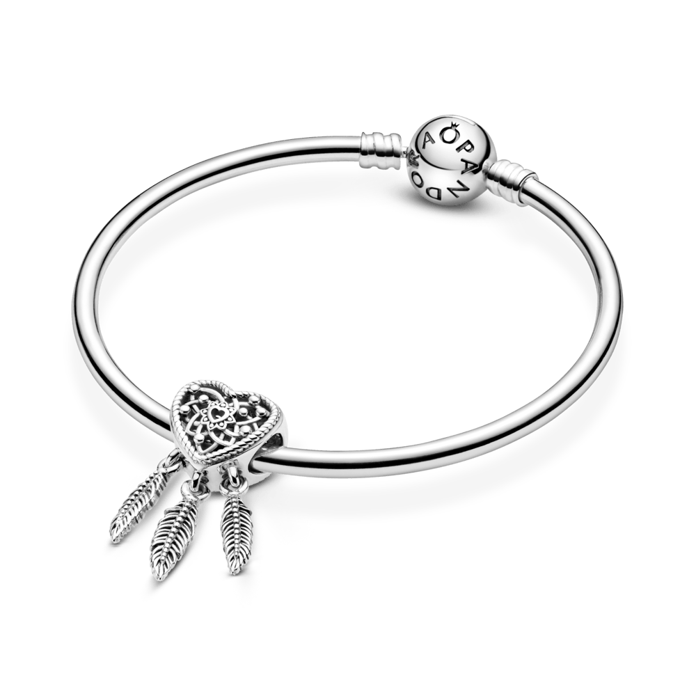Charm Atrapasueños de corazones y tres plumas